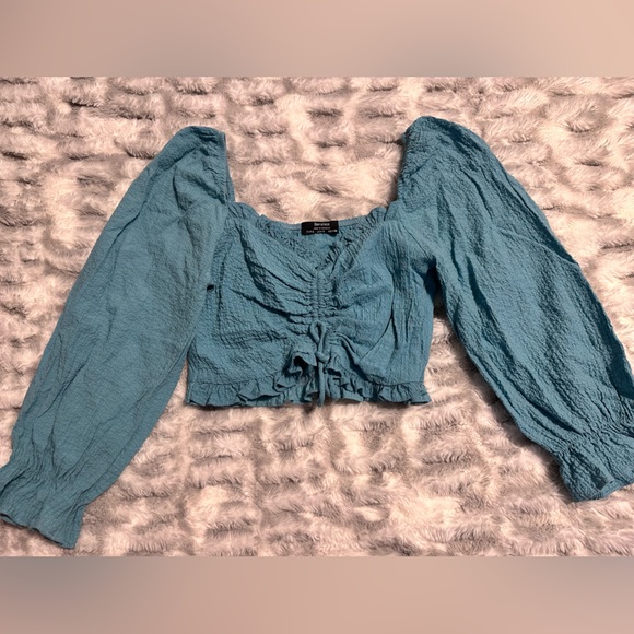 Bershka crop top, blue turquoise color - Picture 2 of 3